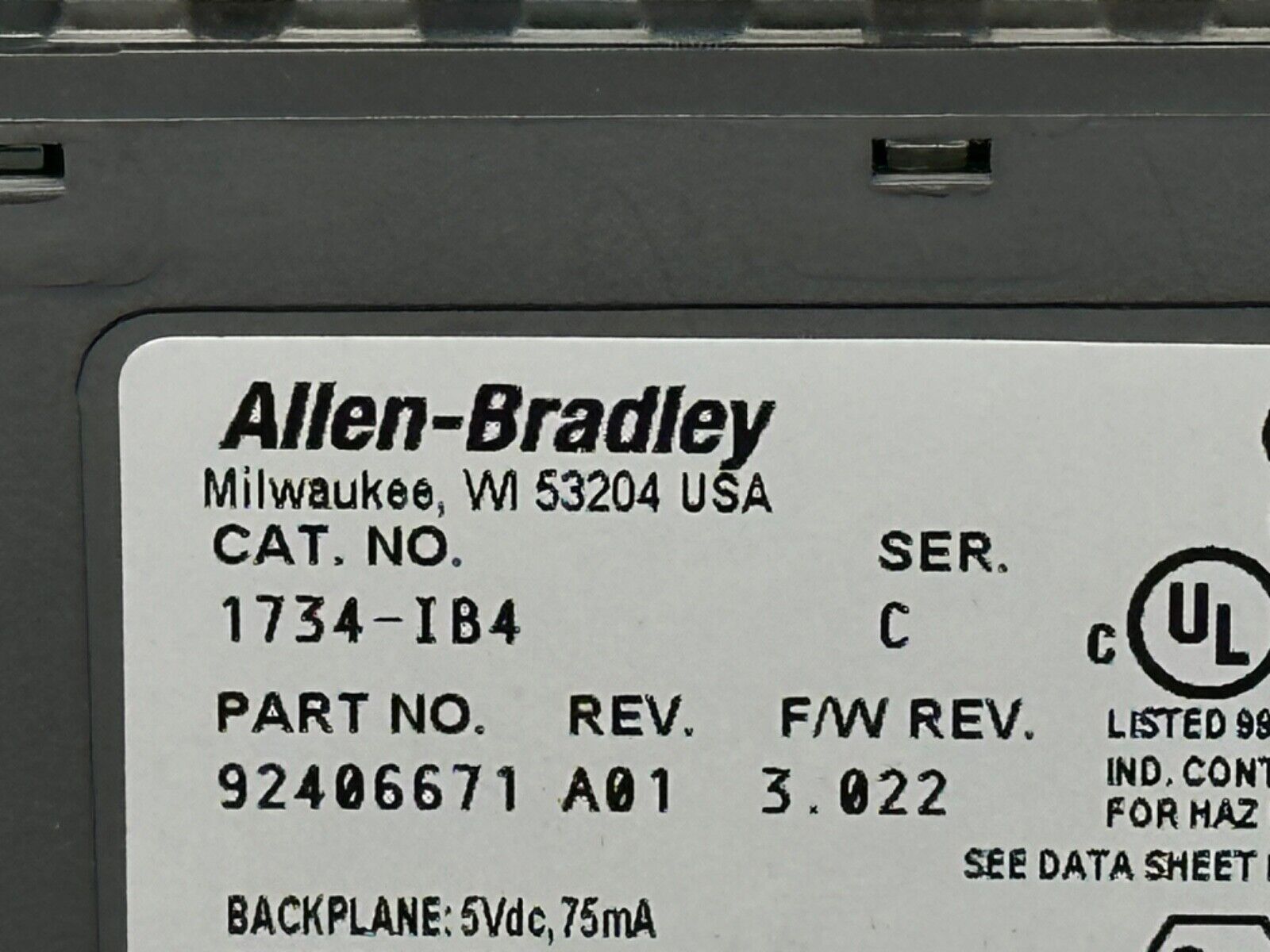 Allen Bradley 1734-IB4 1734-1B4 Ser C Point I/O Input Module 24VDC