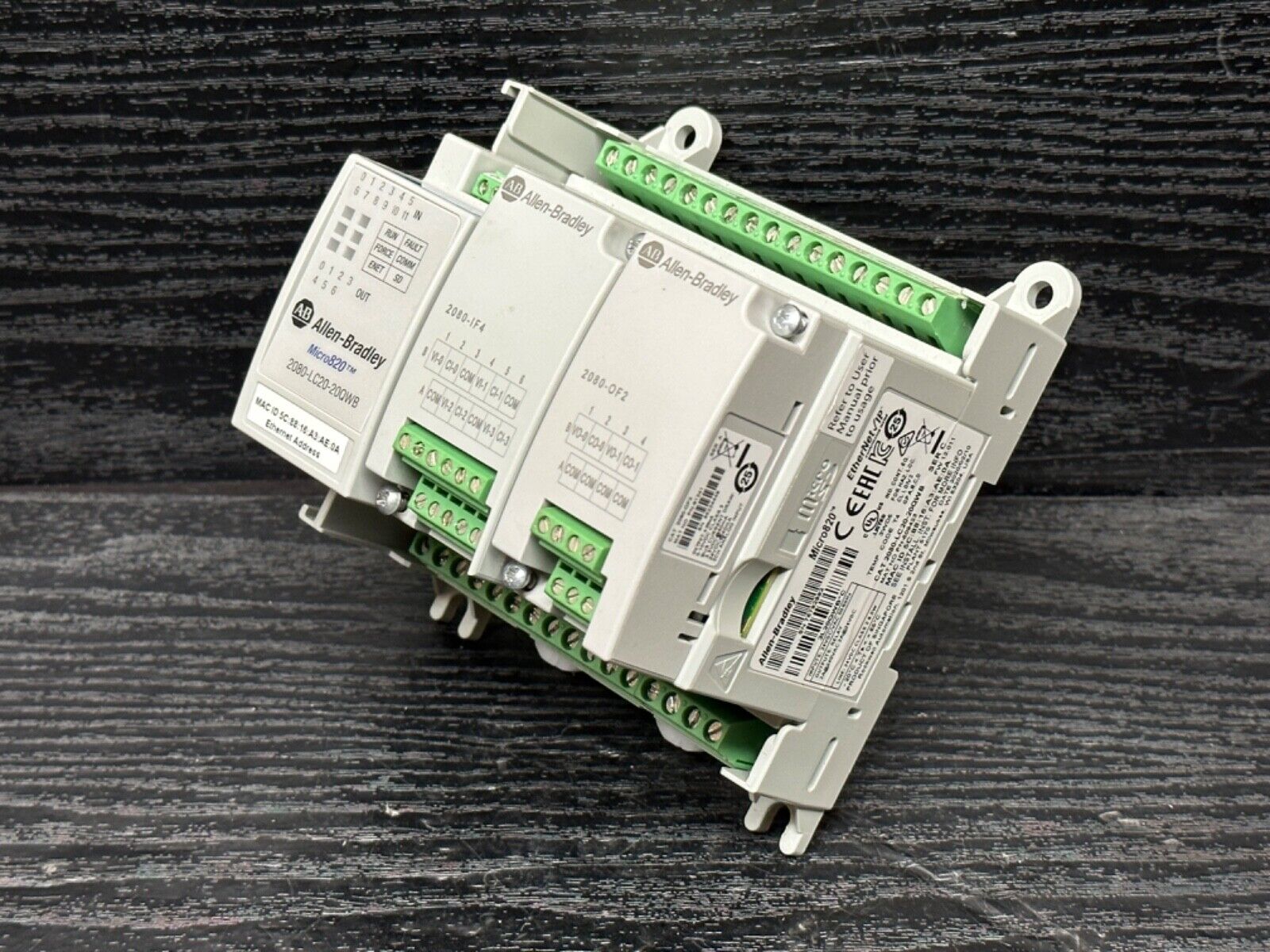 Allen Bradley 2080LC2020QWB Ser C 2080IF4 2080OF2 Micro820 20 I/O